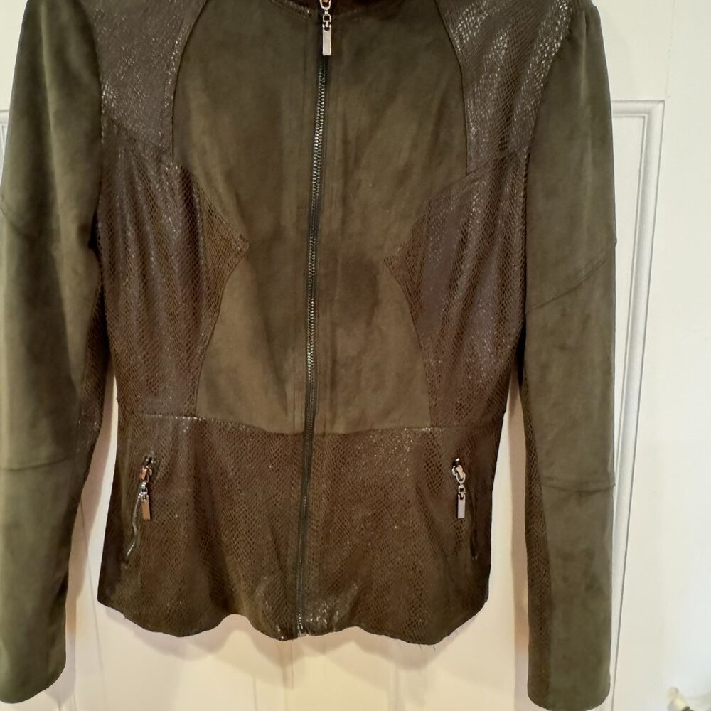 Green Leather And Suede Like Jacket, Size Us 4, Es 38